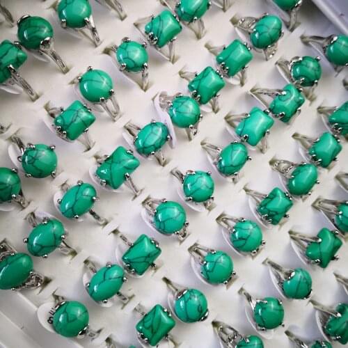 100Pcs Women Fashion Sky Blue Silver Plated Rings Whole Jewelry Bulk Lots Free Shipping RL073