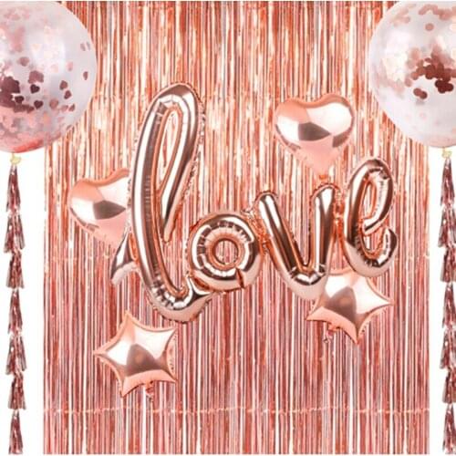 197*99cm Diy Decoration Rose Gold Party Decoration Thin Paper Strip Tinsel Curtain Wedding Birthday Photo Background Supplies