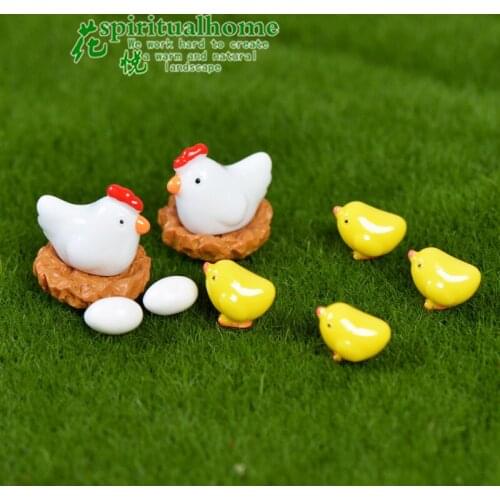 2Pcs Mix Chicken Chick Egg Nest Figurine Miniatures Home Decoration Kawaii Accessories Garden Decor For home