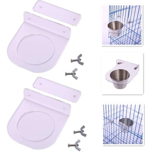 2Pieces Pet Hanging Bowl Feeding Dog Puppy Cat Bird Parrot Food Water Cage Cup Holder Feed Products