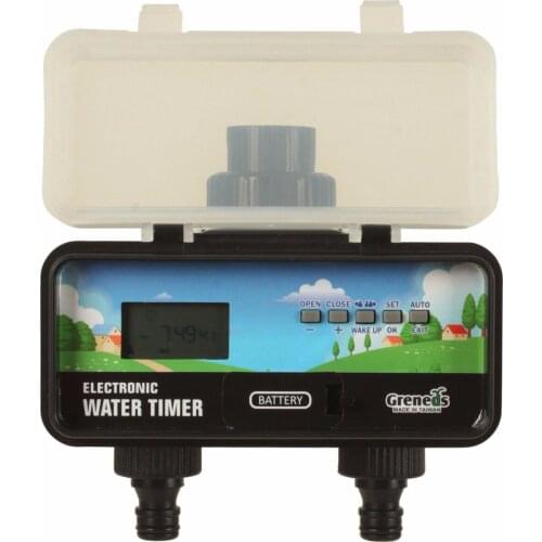 2 ZONE LCD Digital Solar Electronic water timer with rain sensor function,2 outlets,adopt solenoid valve,5 keys to set program