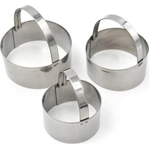 3pcs/set Stainless Steel Round Shape Cookie Cutter Slicers Bread Fruit Biscuit Fondant Cake Mold Sugar Baking Tool