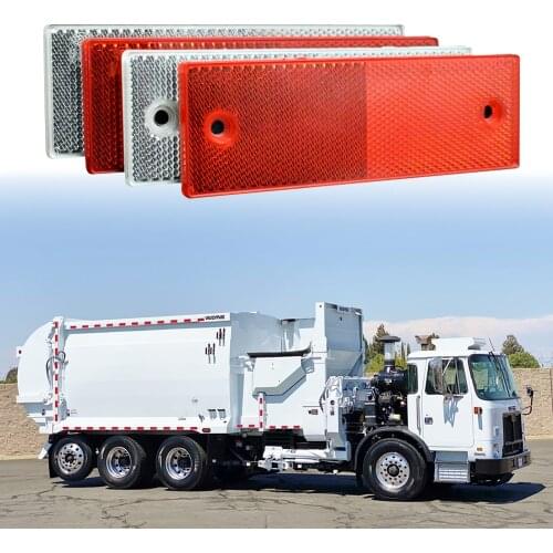 5 Pcs Red White Car Stickers Truck Motorcycle Adhesive Rectangle Plastic Reflector Reflective Warning Plate Auto Safety Sign