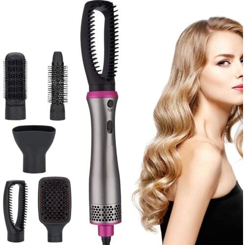 5 IN 1 One Step Hair Dryer Hot Air Brush Curling Iron Hair Straightener Hot Comb Hairdryer Salon Heating Brush Blow Dryer