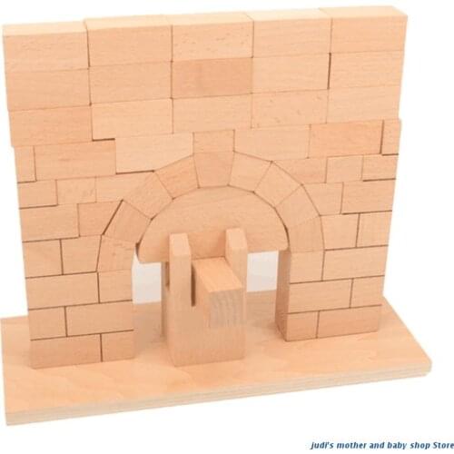 67JC 1PC Baby Developmental Toy Wooden Roman Arch Bridge Blocks Preschool Geometry Learning Building Blocks Tumble Tower Game