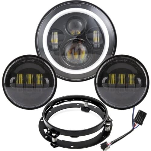 7"inch Motorcycle LED Headlight +2PCS 4-1/2" Fog Lights with Bracket for Motorcycle Light Electra Glide Softail Fat Boy Touring