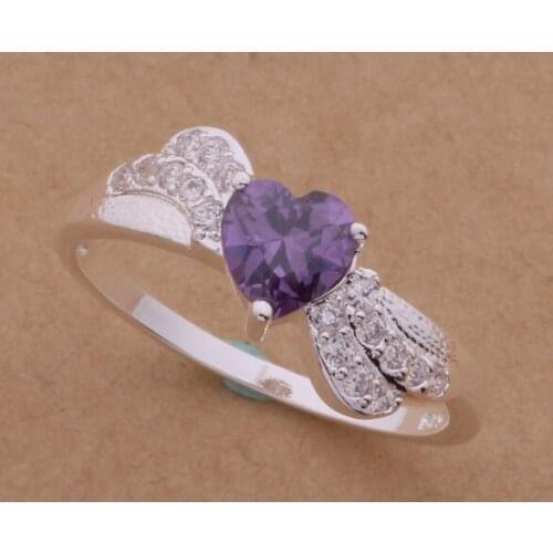 AR072 Hot silver plated Rings for women&men silver 925 jewelry fashion jewelry, purple heart inlay /aepaivwa agnaixua