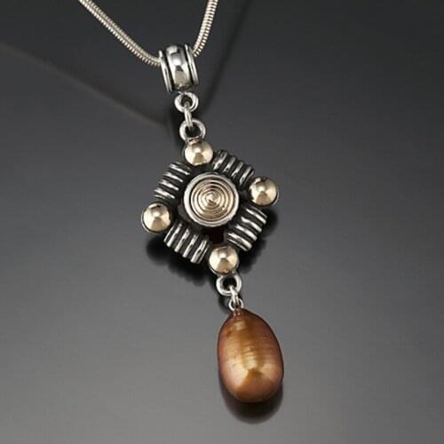 Bohemian New Antique Pearl Long Earrings European and American Fashion Two Color Gold Coffee Pearl Pendant Necklace Earrings set