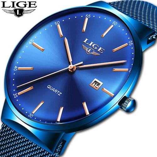 LIGE Mens Watches Top Brand Luxury Quartz Wristwatch Men Business All Steel Waterproof Clock Male Sport Watch Relogio Masculino