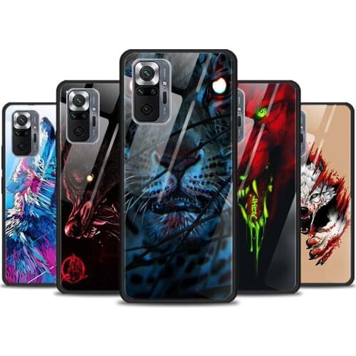 Animal Totem Wolf Lion For Xiaomi Redmi K40 K30 K20 9T 9C 9A 9 8A 7 Pro Plus Tempered Glass Phone Case