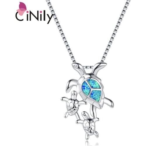 CiNily Silver Plated Jewelry Pendant Tortoise Blue White Fire Opal Women Jewelry Pendant OD6335-36