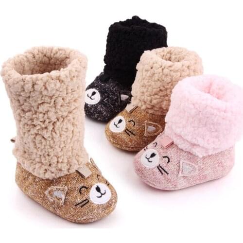 New Winter Baby Shoes Warm Snow Boots Soft Sole Newborn Boys Girls First Walker Lovely Cartoon Infant Cotton Shoes Snow Booties