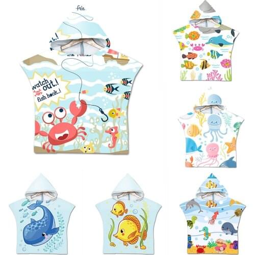 Microfiber Fabric Childrens Bath Towel Beach Towel Changing Bathrobe Cloak Hooded Swimming Pool Quick Dry Bath Towel
