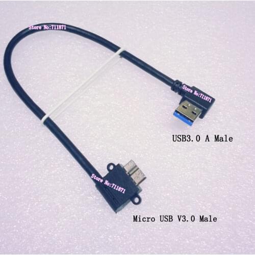 Double Bend Right Angle Micro USB V3.0 Charging Data Cable USB3.0 Mobile Phone HDD Disk Cable A Male Micro B Male USB3 Line Cord