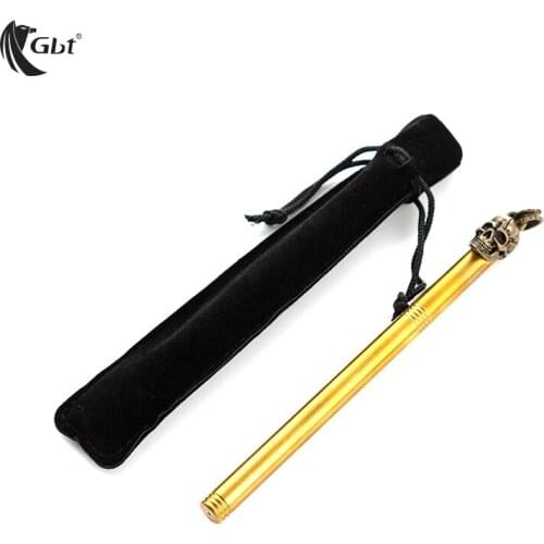 EDC Creative Brass Ballpoint Pen Pure Copper Roller Ball Pen Magic Stick Skull Head Bright Brass Neutral Signature Pe