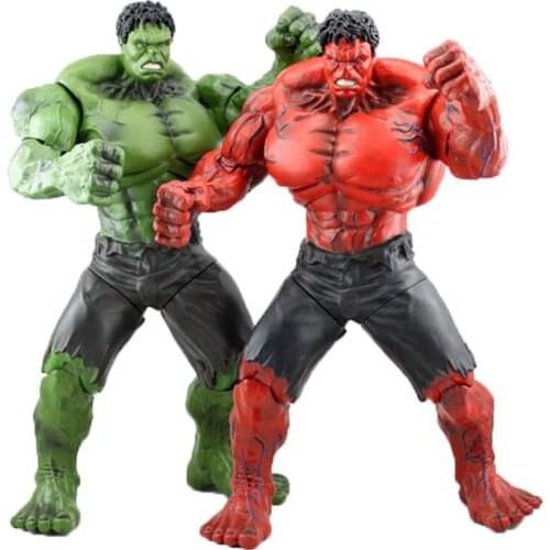 25cm Marvel Movie Super Hero The Hulk Movable Joints Pvc Action Figures Toys Red Green Cloth Clothes Trousers Collectible Gift