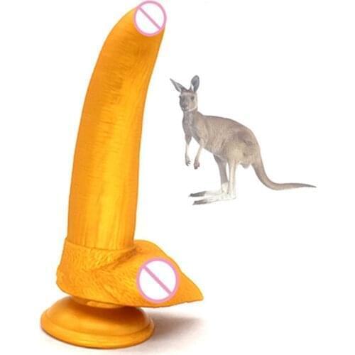 FAAK Silicone Sex Toys Animal Dildo Imitate Kangaroo Penis For Women Masturbation Vagina Anal Plug Erotic butt Stopper Expander