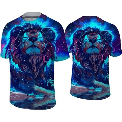 New Summer Forest Lion And tiger Graphic T Shirt 3D Printed Animal Color Pattern Mens T Shirt Fashion Casual Print Sports T Shi