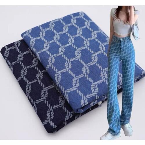 Classic Blue Denim Soft Jacquard Plaid Fabric Clothing Fashion High-end Spring and Summer DIY Handmade Clothes Fabric Designer