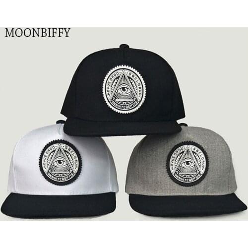 Classic 5 Panels Cotton Snapback 3d God Eyes Plastic Patch Mens Flat Brim Baseball Cap Hip Hop Hat and Cap for Men&women
