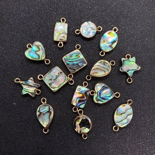 Abalone Shell Connector Heart Shaped Abalone Shell Double Hole Pendant for DIY Fashion Necklace Bracelet Jewelry Accessories