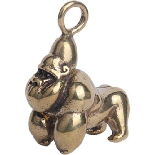 Casting Metal Chimpanzee Retro Ornaments Gifts 3D Figurine Mini Pendants Collect Home Office Room Desktop Decoration Sculpture