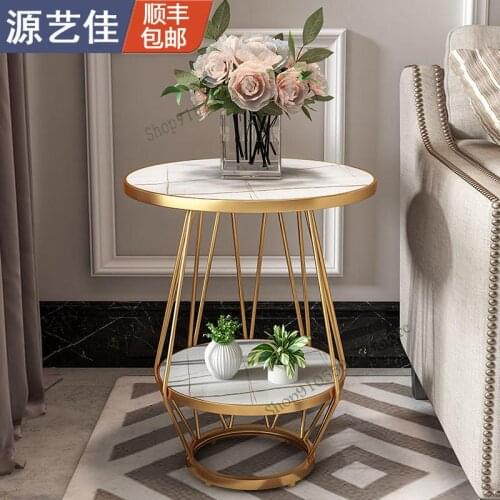 Nordic Side Table Light Luxury Simple Modern Coffee Table Living Room Sofa Round Italian Living Room Rock Board Corner Table Bed