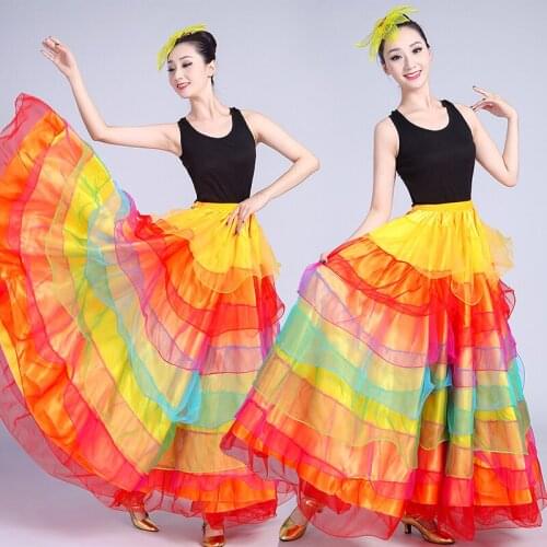 New Adult Female Chorus Opening Dance Flamenco Swing Skirt Spanish Bullfight Dance Costume Ballroom Belly Dancing Skirt DL6126