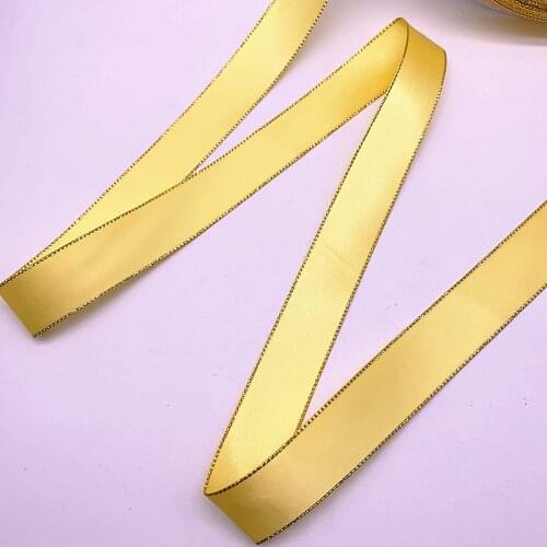 New 10mm-38mm Double Face Satin Ribbon Hight Quality Gold Edge Polyester Ribbon DIY Wedding Christmas Decoration Packing #15