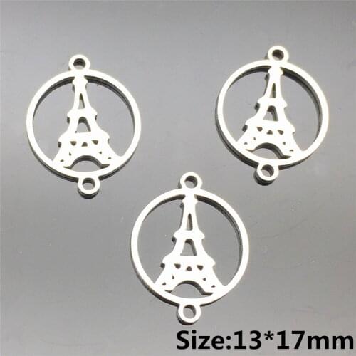 Flat Eiffel Tower Charm Jewelry Steel 5pcs 2D Pendant Handmake Jewelry Design connector Body Jewelry Making Findings