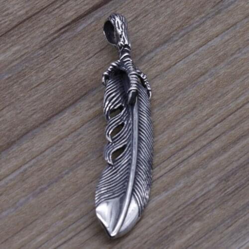 Handmade Thai Silver Necklace S925 Sterling Silver Retro Feather Claw Pendant Male Domineering