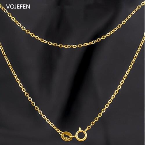 VOJEFEN Au750 Jewelry Fine 18k Yellow /Rose Gold Chain Necklace O Chain Necklace Women Classic Real Gold Neck Choker