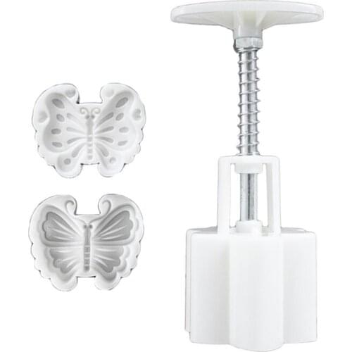 Plastic Mooncake Mold 50/65g Cookie Cutter with 2 Stamps Hand Press Chocolate