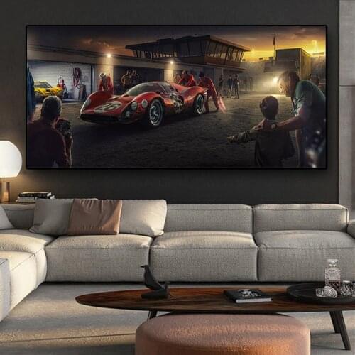 Nordic Home Decoration Racing Car Repair Poster Canvas Painting Posters and Prints Wall Art Picture for Living Room No Frame