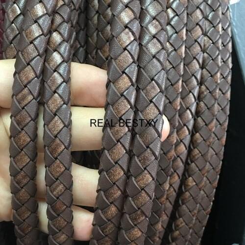 5m/Lot Approx : 11.2*6mm Wide Genuine Braided Leather Rope Vintage 2 Colors String Cord For Jewelry Making Craft Jewelry Accessy