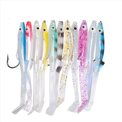 News 6pcs/lot Fishing Lure Fish Eel Lure white Blue Soft Baits with hook 8cm 2.3g Small Fish Eel Artificial bait Pesca Leurre