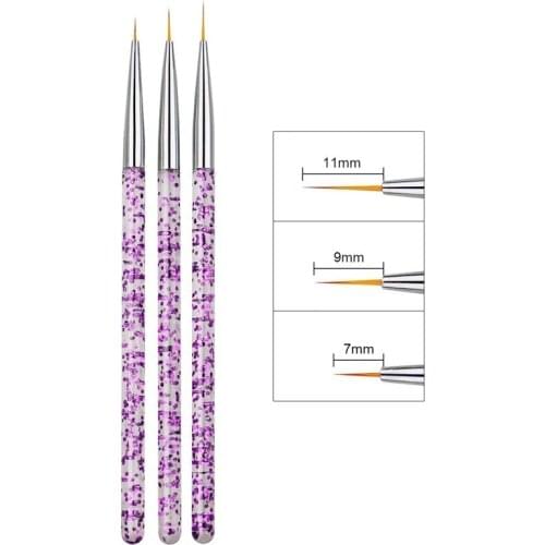 3PCS/Set Professional Liner Painting Pen Nail Art Brush Nail Art UV Gel Pen Art Salon Home Use Gel Nail Brush Durable Acrylic