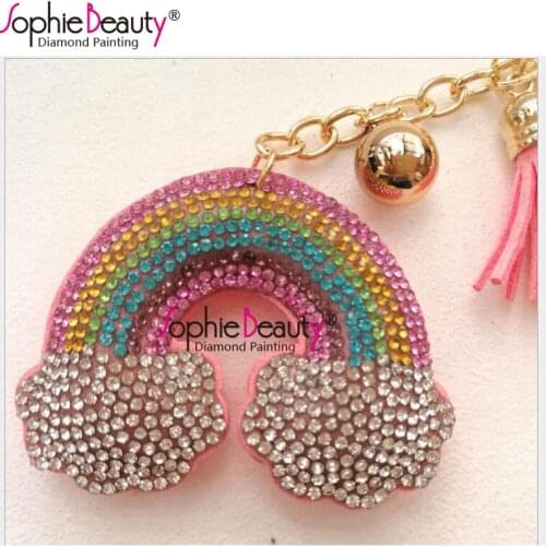 Rainbow Keychain New DIY Mini-Pattern Diamond Embroidery Pendants Key Chain For Kids Shaped Diamond Painting Stickers