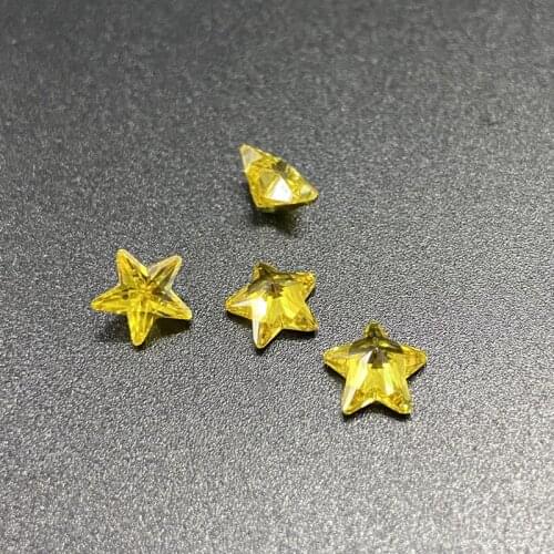 Size 3x3mm~10x10mm 5A Quality Star Shape Golden Yellow Cubic Zirconia Stone Star Cut CZ Gems For DIY Jewelry Free Shipping