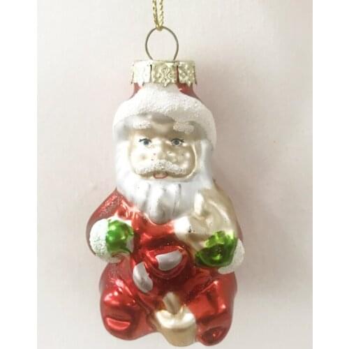 Christmas tree decoration glass creative hanging window gift export squatting Santa Claus 3 inches