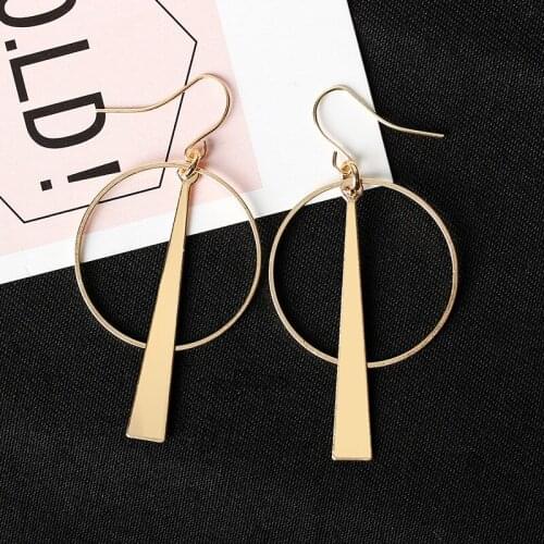 Fashion Long Metal Dangle Earrings For Women Vintage Gold Silver Big Circle Hanging Drop Earring Female Wedding Jewelry Brincos