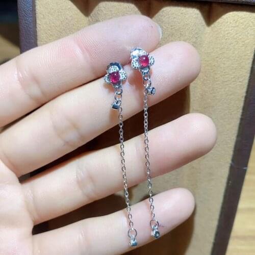 100% Natural And Real Ruby Earring 925 sterling silver Fine jewelry For men women Earring