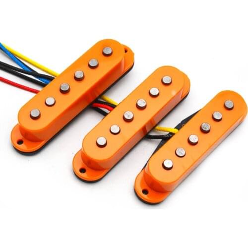 Alnico 5 Single Coil Staggered Top Fiber Bobbin Pickup Electric Guitar Pickup Neck/Middle/Bridge 50/50/52mm for FD Guitar Orange