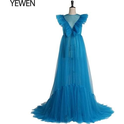 Blue Tulle Maternity Dress for Photo Shoot Photography Props Maternity Gowns for Baby Shower Costume Tulle Dress