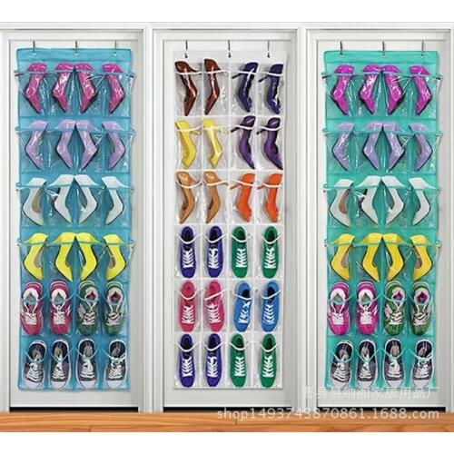 24 Grid Non-Woven Hanging Organizers Hanging Bag Door Wall Clear Sundry Shoe Bag Kitchen and Bathroom Accessories Storage Bags