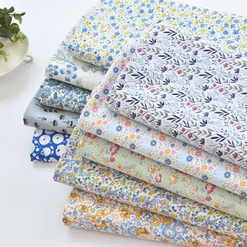 1meter 100% cotton soft flowers printing fabric for Childrens skirt dress DIY Summer clothes bag handwork fabric art XMT