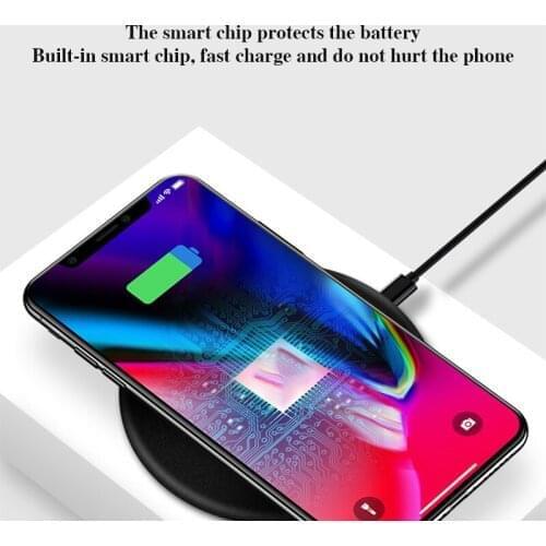 TiOODRE Universal Wireless Charger Round Ultra-Thin Fast Charging Pad For Qi- Enabled Mobile Phones Intelligent Identifications