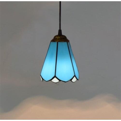 Vintage Blue Led Drop Light Retro Loft Bar Glass Pendant Lamp Dining Room Restaurant Classical Lighting Fixture 15cm 1222