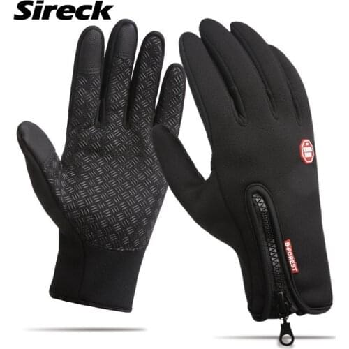 Sireck Winter Cycling Gloves Thermal Fleece Windproof Mountain Road Bike Gloves Ski Motorcycle Gloves Anti-slip Bicycle Mittens