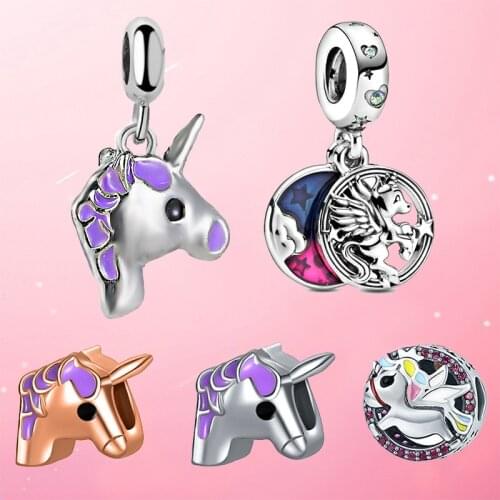 2Pcs/Lot Colorful Charm Unicorn Beaded Accessories DIY Charms Male lady child Bracelet Jewelry Beaded Making Brand Bracelet Gift